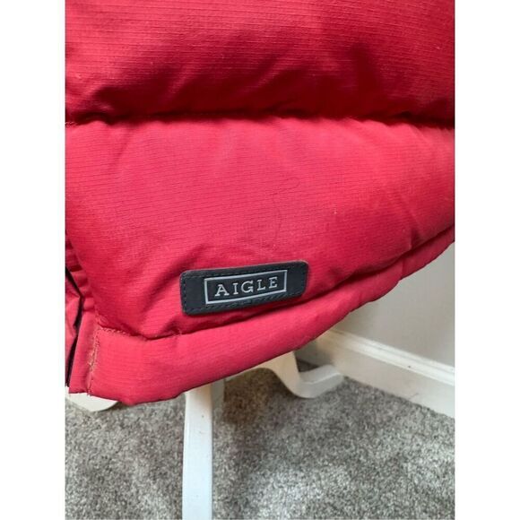 Aigle Down Filled Red & Black Puffer Coat Large - Picture 3 of 9